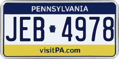 PA license plate JEB4978