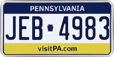 PA license plate JEB4983