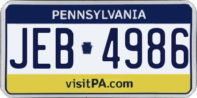 PA license plate JEB4986