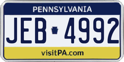 PA license plate JEB4992