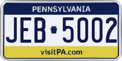 PA license plate JEB5002
