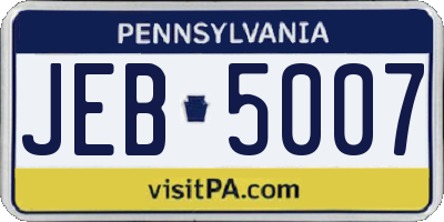 PA license plate JEB5007