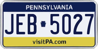PA license plate JEB5027