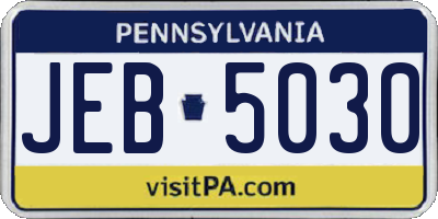 PA license plate JEB5030