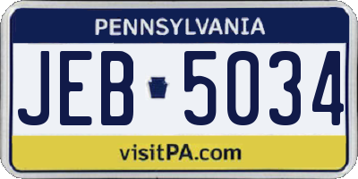 PA license plate JEB5034