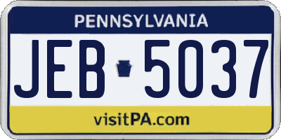 PA license plate JEB5037
