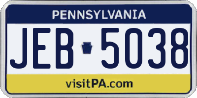 PA license plate JEB5038