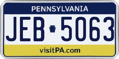 PA license plate JEB5063