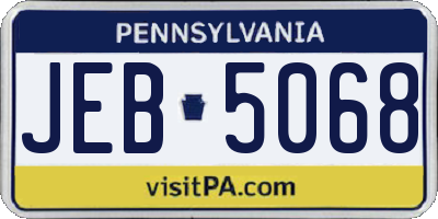 PA license plate JEB5068