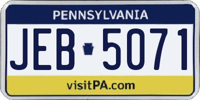 PA license plate JEB5071