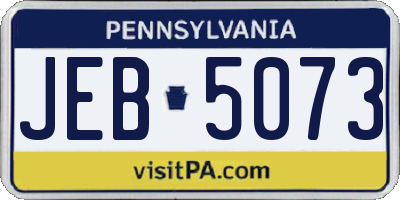PA license plate JEB5073