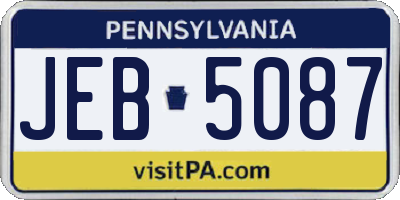 PA license plate JEB5087
