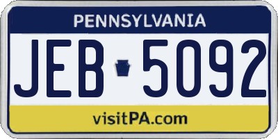 PA license plate JEB5092