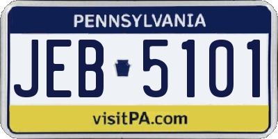 PA license plate JEB5101