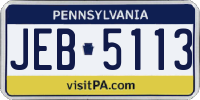 PA license plate JEB5113