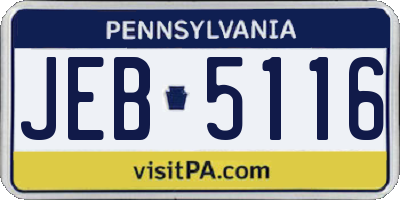 PA license plate JEB5116