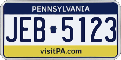 PA license plate JEB5123