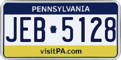 PA license plate JEB5128