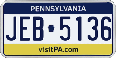 PA license plate JEB5136