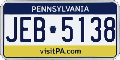 PA license plate JEB5138