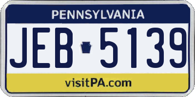PA license plate JEB5139