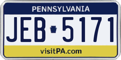 PA license plate JEB5171