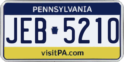 PA license plate JEB5210