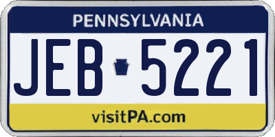 PA license plate JEB5221