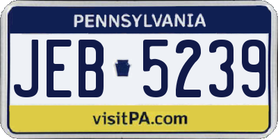 PA license plate JEB5239