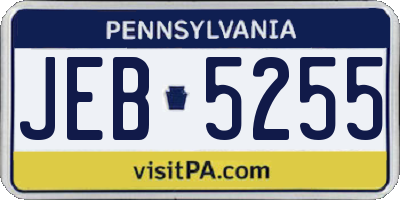 PA license plate JEB5255
