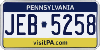 PA license plate JEB5258
