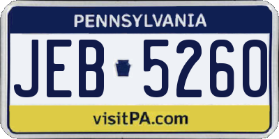 PA license plate JEB5260