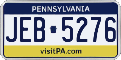 PA license plate JEB5276