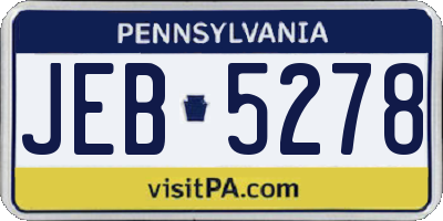 PA license plate JEB5278