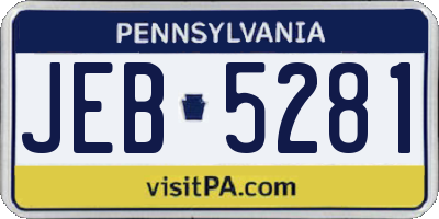 PA license plate JEB5281