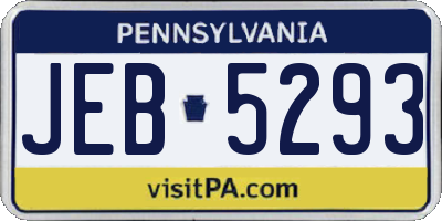 PA license plate JEB5293