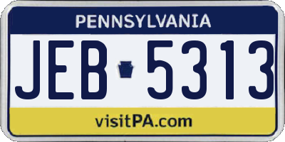 PA license plate JEB5313