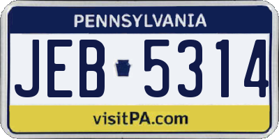 PA license plate JEB5314