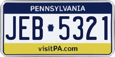 PA license plate JEB5321
