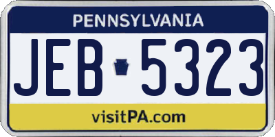 PA license plate JEB5323