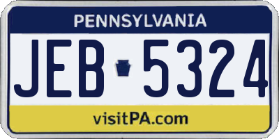 PA license plate JEB5324
