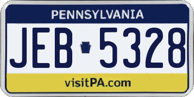 PA license plate JEB5328