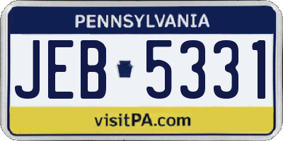 PA license plate JEB5331