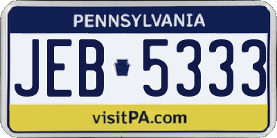 PA license plate JEB5333
