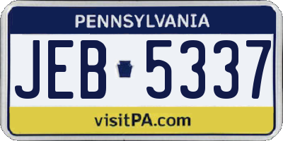 PA license plate JEB5337