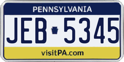 PA license plate JEB5345
