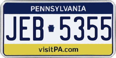 PA license plate JEB5355