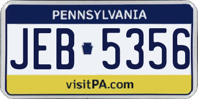 PA license plate JEB5356