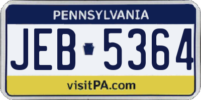 PA license plate JEB5364