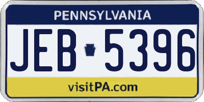 PA license plate JEB5396